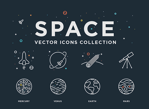 航天主题矢量图标合集 Space: Free Vector Icons