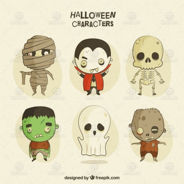 Creepy characters in vintage style Free Vector