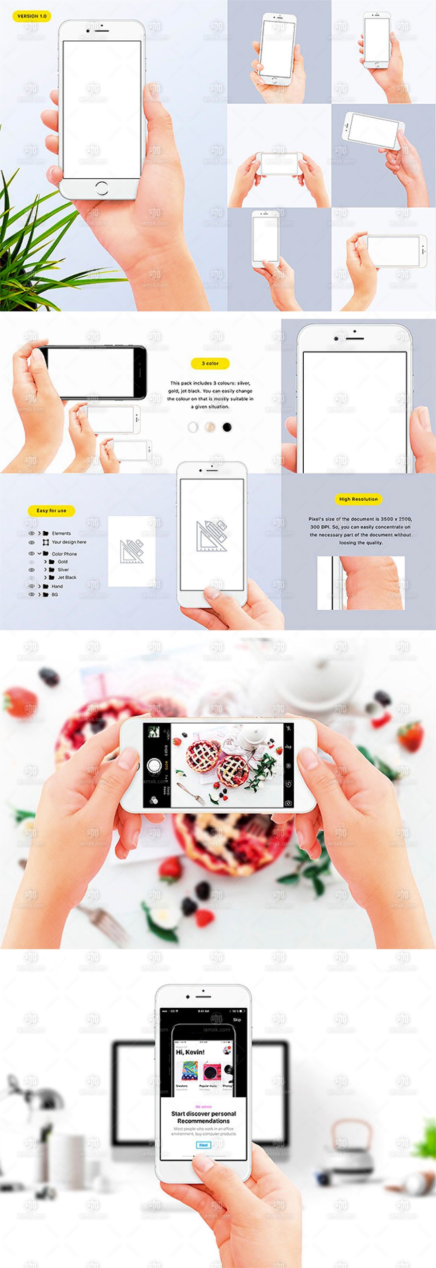 清新漂亮的手持iPhone7展示模型Mockups下载[PSD]