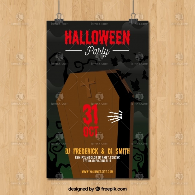 Out of the coffin halloween poster Free Vector