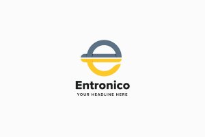 字母E创意图形Logo商标设计模板 Entronico E Letter Logo Template
