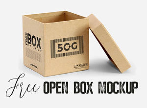 免费纸盒演示模型 Free Open Box Mockup