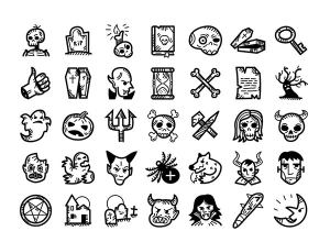 45个惊悚并可爱的幽灵矢量图标 45 Spooky Halloween Handdrawn Icons [ai]