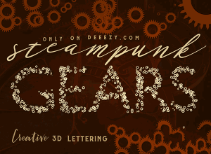 酷炫的蒸汽朋克3D齿轮刻字 Steampunk Gears Lettering