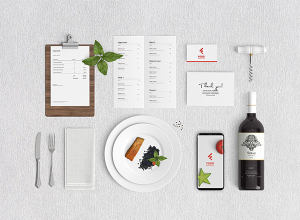 餐厅菜单及美食主题APP展示样机 Restaurant Food Mockup & Food Nation App Logo Concept
