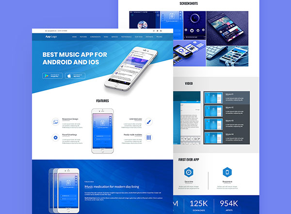 APP着陆页/介绍网页PSD模板 App Landing Page Design Template