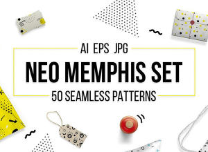 50款孟菲斯风格设计纹理 memphis seamless patterns set