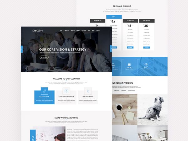 蓝色系实用网站PSD模板 Razbin – Digital Agency Web Template