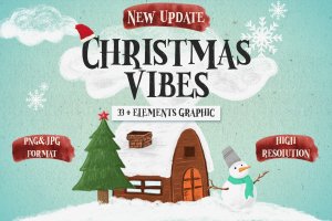 圣诞气氛装饰手绘矢量图案设计素材 Christmas Vibes