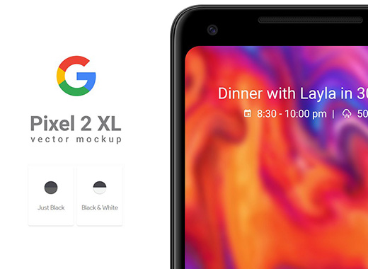 谷歌手机Google Pixel 2 XL展示模型下载[psd]
