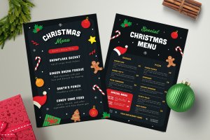 圣诞创意元素餐厅菜单设计模板 Christmas Menu