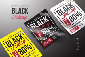2019黑色星期五促销海报设计模板 Black Friday Sale Flyer