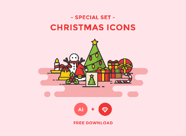 可爱矢量圣诞图标集 Free Christmas Icons