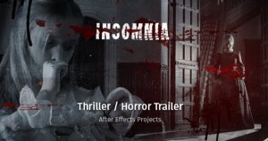 惊悚片/恐怖片风格预告片AE模板 Insomnia – Thriller / Horror Trailer
