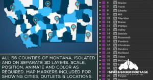 蒙大拿地图位置动画AE视频模板 Montana Map Kit