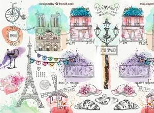 巴黎手绘涂鸦 Paris hand drawn doodles