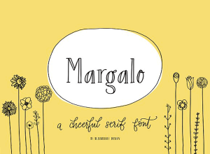一款文艺范的字体及手绘插画小元素 Margalo Font + Extras
