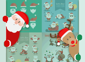 可爱的圣诞老人卡通图集 Collection of lovely character of Santa Claus