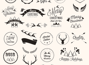 圣诞快乐主题的戳设计合集 Merry Christmas labels set