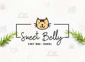 一个可爱的字体外加小清新图标 Sweet Belly | Font Duo + Bonus