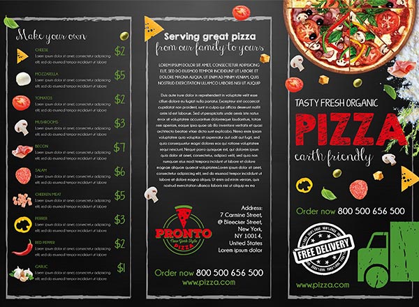 实用的披萨pizza菜单传单DM设计模板