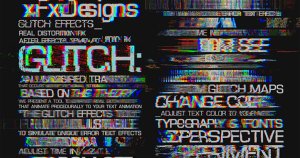 30种信号故障视频字幕标题特效AE模板 Glitch Text Effects Toolkit + 30 Title Animation Presets