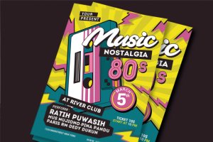 复古80年代音乐活动宣传单设计模板 80’s Music Event Flyer