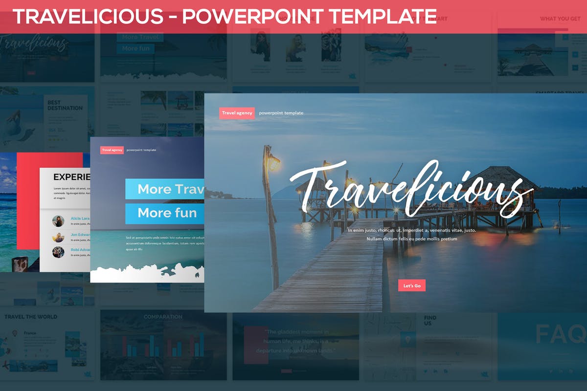 旅行路线定制业务介绍PPT幻灯片模板 Travelicious – Powerpoint Template