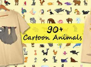 90+可爱的卡通野生和海洋动物矢量图