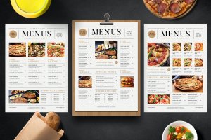 极简版式设计轻食披萨店菜单模板 Simple Food Menus
