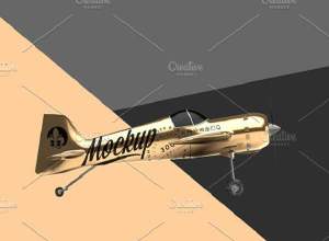 金色怀旧特技飞机机身花纹设计展示模型