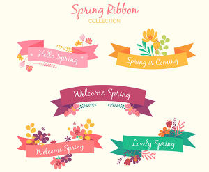 春天主题修饰丝带 Collection of five spring ribbons