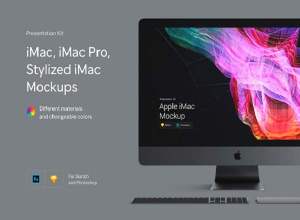 小咖下午茶：多种颜色的全新iMac Pro，iMac、展示模型Mockups下载