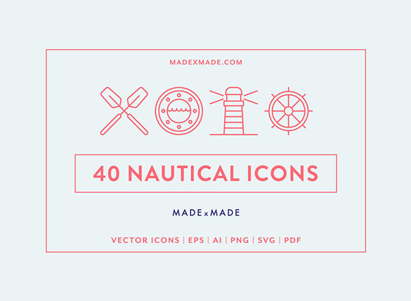 40个航海主题图标 40 Free Nautical Icons