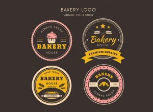 复古的烘培logo集 Bakery logos collection in vintage style