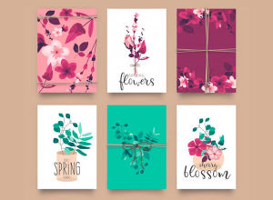 可爱的花卉卡片贺卡制作模版 Cute floral card templates