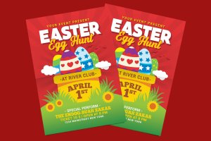 复活节彩蛋寻宝活动宣传单设计模板 Easter Egg Hunt Flyer