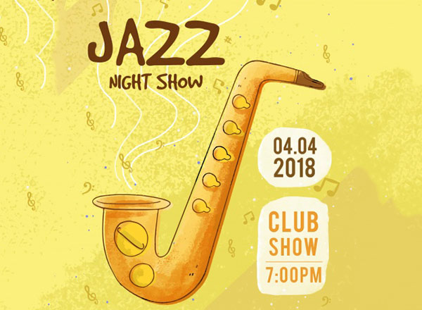 爵士夜手绘海报 Jazz night show hand drawn poster
