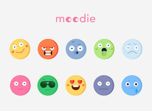 一组彩色可爱的Emojie表情 Mood Emojies