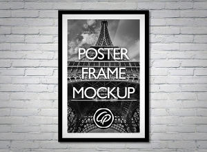 黑白框海报样机 Poster Frame Mockup