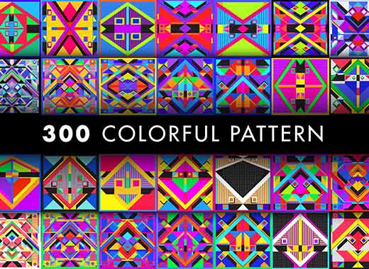 300个彩色的复古几何图案矢量素材下载[eps,jpg]