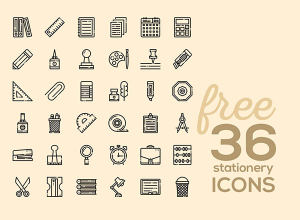 36种文具线性图标 36 Free Stationery Linear Icons