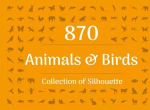 870＋简约的动物和鸟类剪影图标
