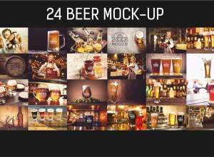 24个易编辑的啤酒品牌设计展示模型PSD