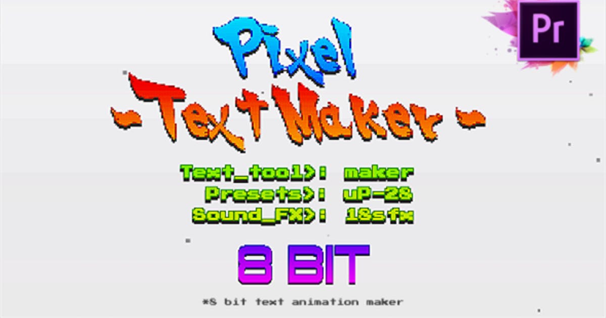 复古怀旧街机游戏毛刺标题字幕PR模板 Arcade Text Maker 8bit Glitch Titles | Mogrt