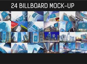24个易编辑的高楼户外广告设计展示模型Mockups