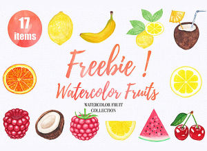 8种水果水彩画 12 Free Watercolor Fruits