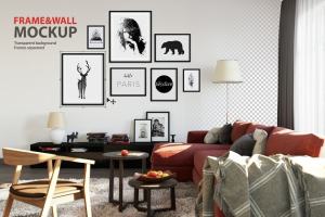 居家室内相框画框&墙纸设计样机模板 Interior Frame & Wall Mockup 02