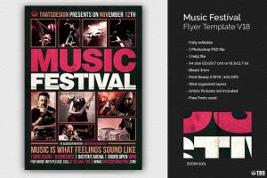 音乐节活动宣传海报设计PSD模板v18 Music Festival Flyer PSD V18