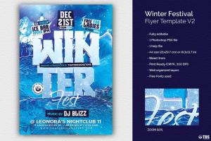 冬季DJ音乐节活动宣传单PSD模板V2 Winter Festival Flyer PSD V2